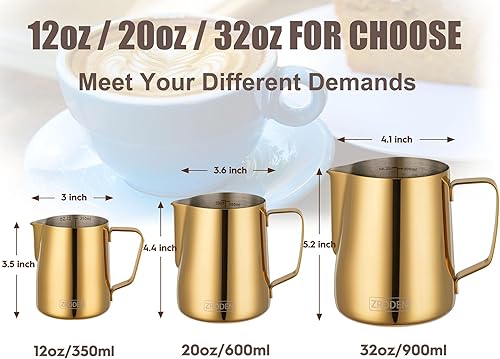 Miniatura 46 de Jarra de espuma de leche, jarra de vapor de espresso de 32 onzas, accesorios para máquina de café capuchino de acero inoxidable, herramientas