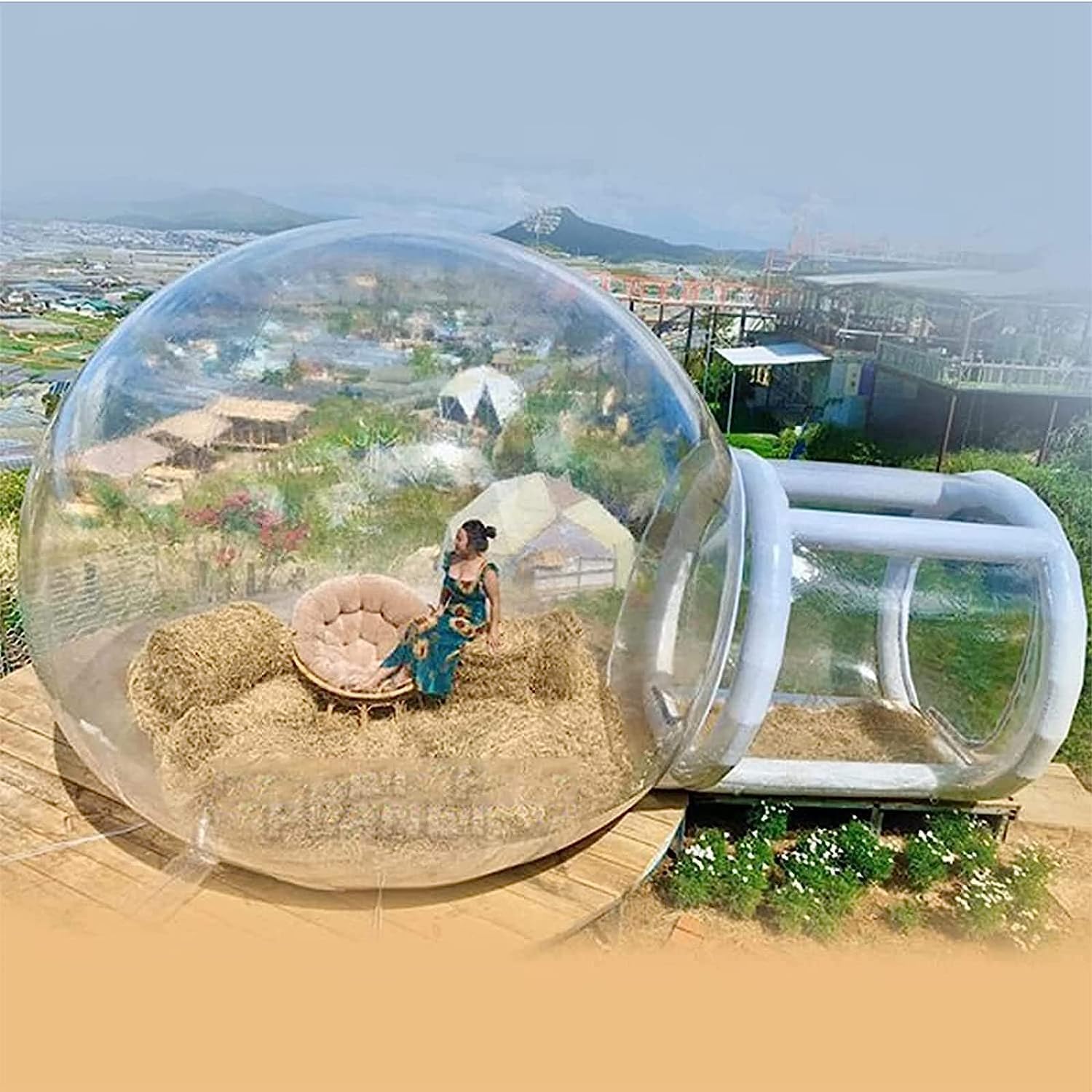Transparent Inflatable Bubble House, Transparent Inflatable Dome Bubble Tent House Camping/Outdoor Transparent Camping Tent/Wedding Advertising Exhibition(500cm)