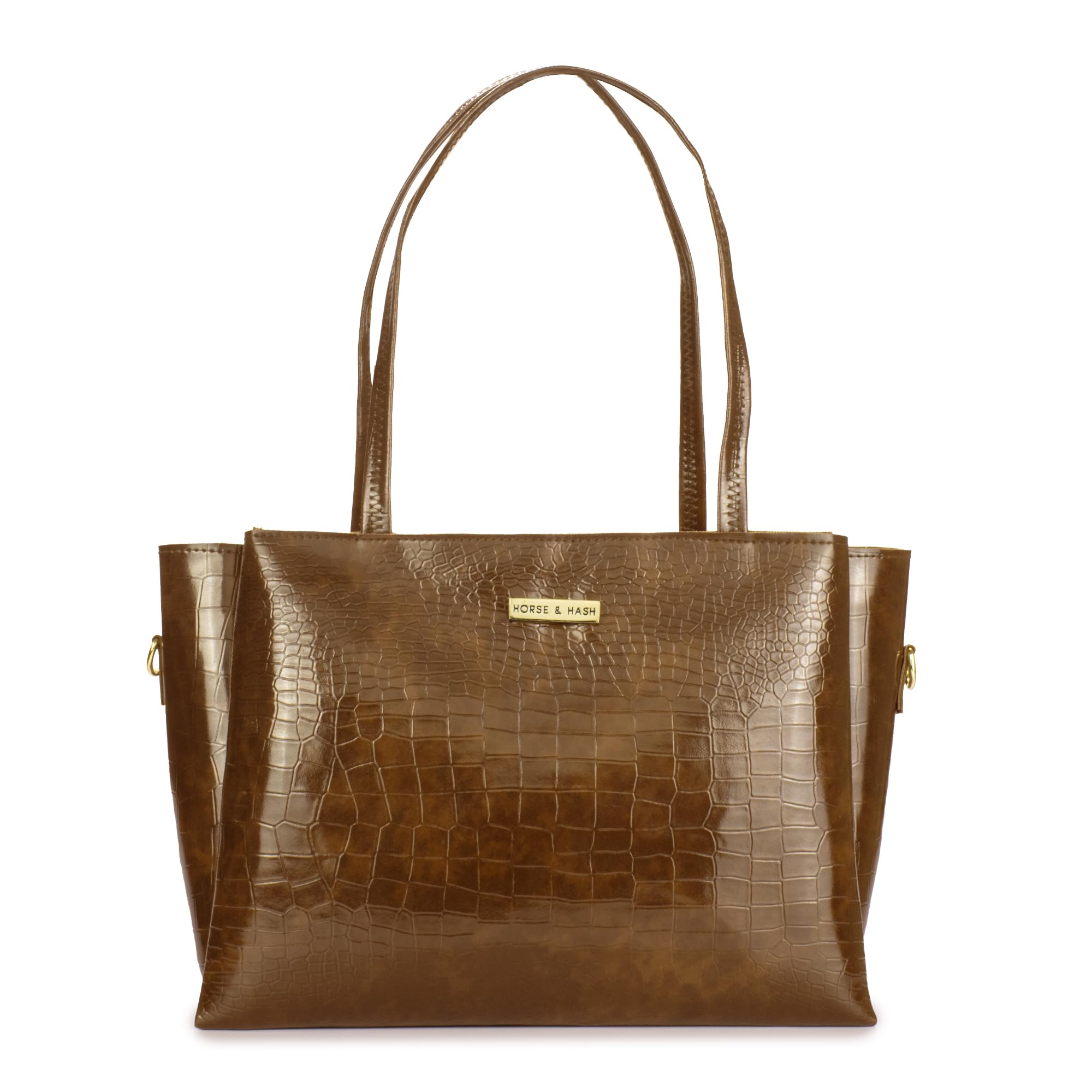 Horse and Hash Croco Pattern Tote Bags For Womens and Girls Shoulder Bag Extra Spacious (Tan) (B0CWVFWZ1S) Amazon Price History, Amazon Price Tracker