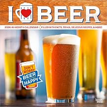 I Love Beer | Calendrier mural mensuel carré 2026 30,5 x 61 cm | Sans plastique | BrownTrout | Boissons humoristiques amusantes
