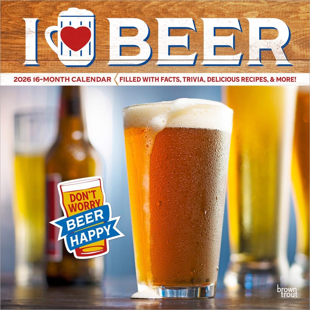 I Love Beer 2026 12 X 24 Inch Hanging Monthly Square Wall Calendar  CALENDAR