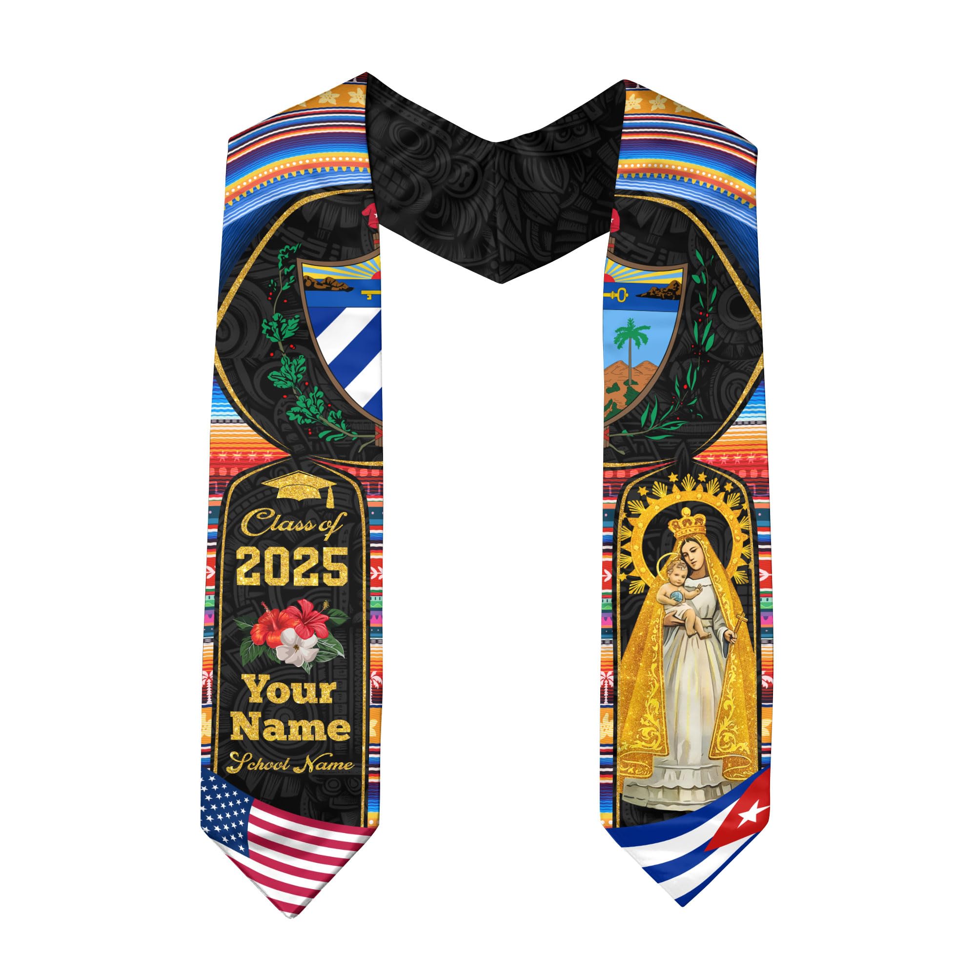 Customized Cuba Graduation Sash 2025, Cuban Stole, Custom Cubans American Flag Graduation 2025, Class of 2025 5