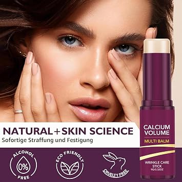 Calcium Volume Multi Balm 2 Pieces Korean Skincare Anti-Ageing Stick Collagen Moisturising Pen for Eye Care Dark Circles Wrinkles & Eye Bags Multi Balm for Eyes Neck & Face