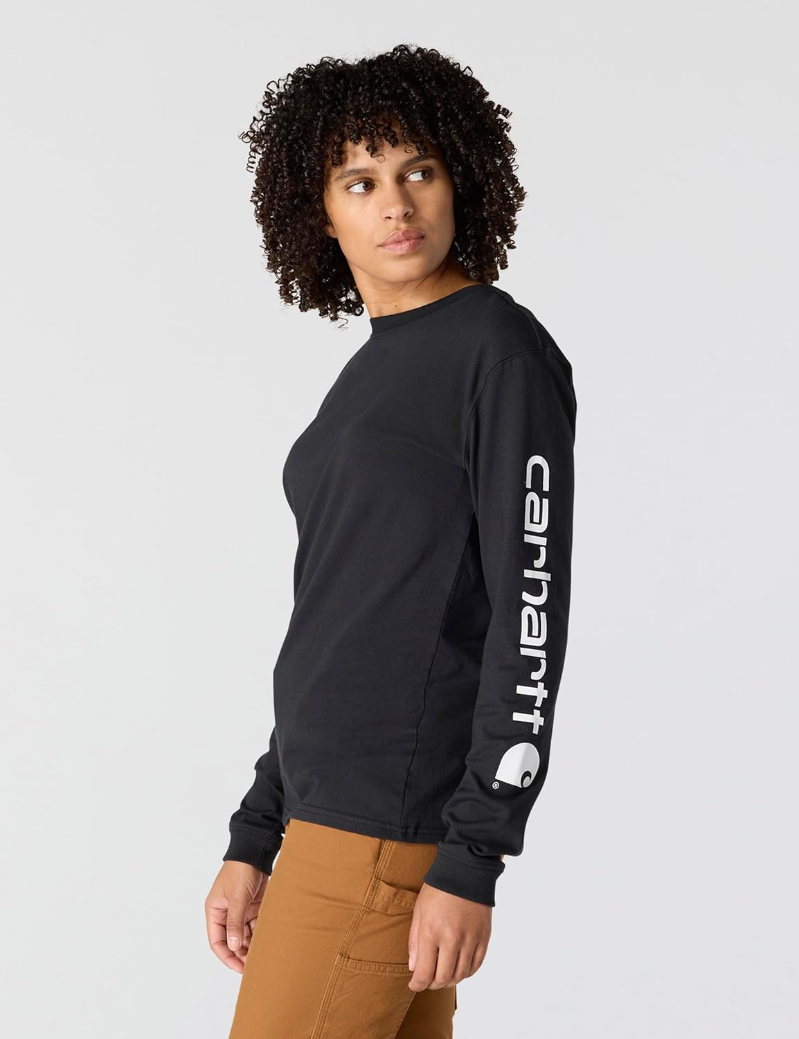 Carhartt Women's Loose Fit Heavyweight Long-Sleeve Logo Sleeve Graphic T-Shirt - Image 2