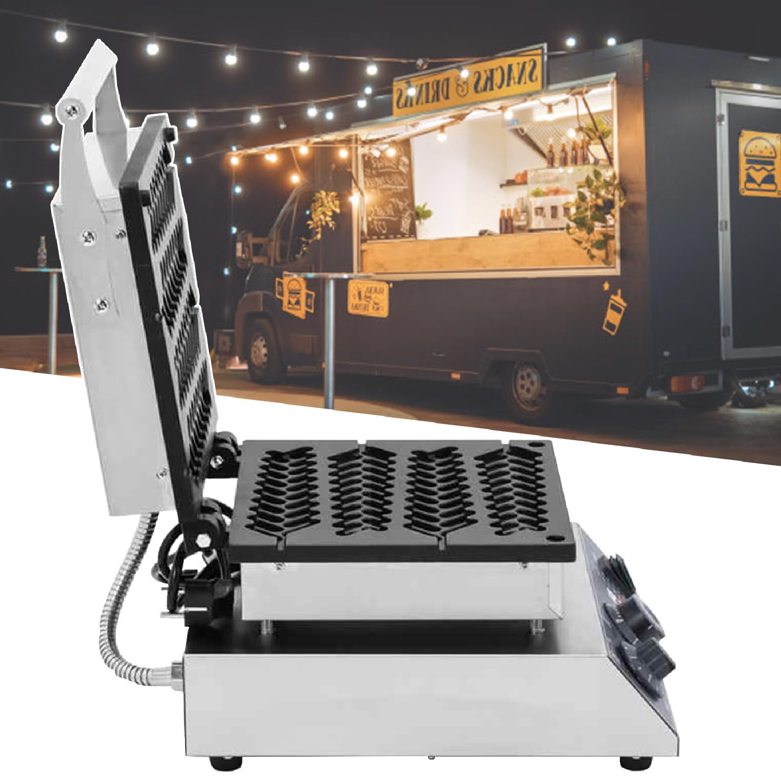 MáQuina Para Hacer Gofres Belgas En Forma De Palito, MáQuina Para Hacer Gofres Comerciales Con Forma De 4 Espigas Y Mango De Tacto FríO, Revestimiento Antiadherente Para PanaderíAs,220V