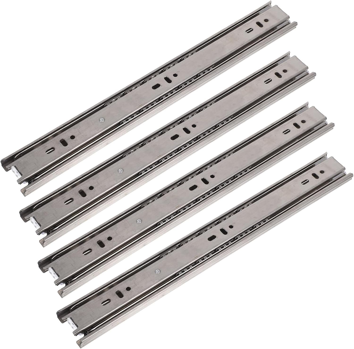 4pcs 14 Inch Side Mount Drawer Slides 3-fold Metal Rails Heavy Duty Cabinet Replacement Tracks Silent Smooth Operation for Vanity Office Desk