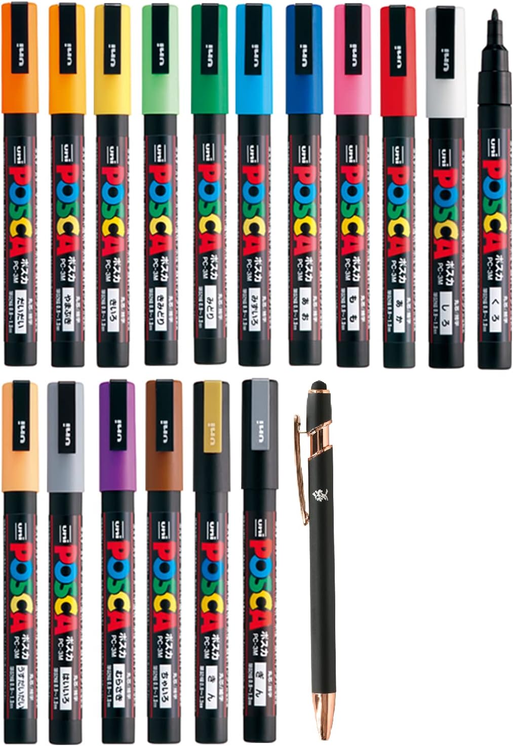 Posca 8 Paint Markers, 3M Fine Markers with Reversible Tips, Marker Set