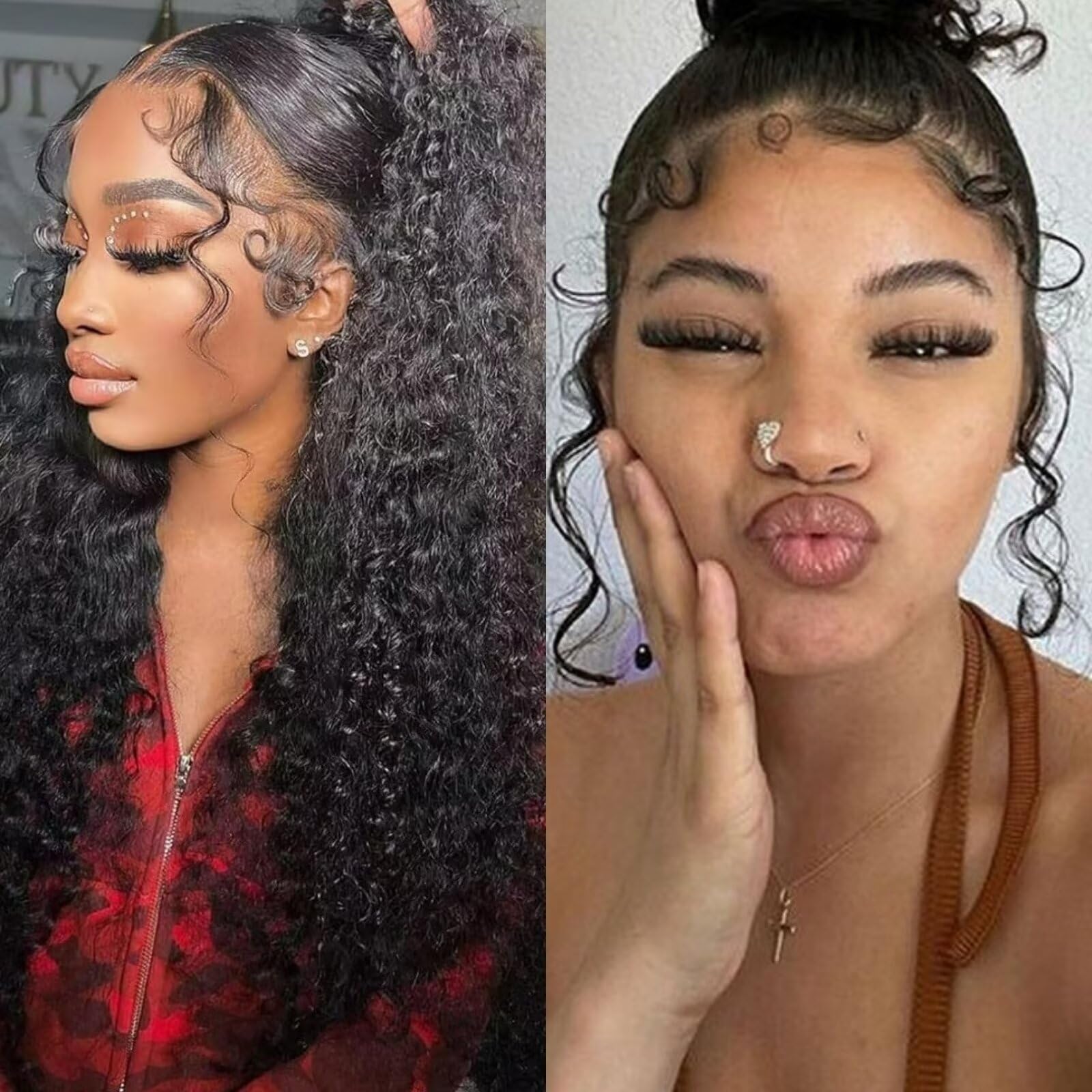 GGAUBAIFI 4Pcs HD Lace Baby Hair Edges, Curly Brazilian Virgin Human Hair, 2cm Length, Swiss HD Lace, Reusable - Image 4