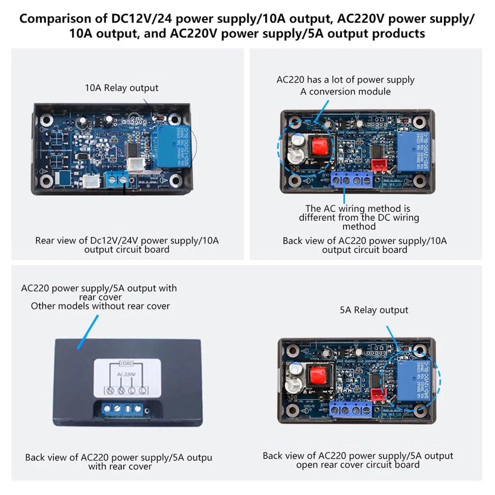 1 pz H56TR Regolatore di Temperatura Digitale con Display a LED Termostato con Strumento di Controllo Riscaldamento/Raffreddamento AC220V DC12/24V con Sonda NTC(Blue AC220V 10A)