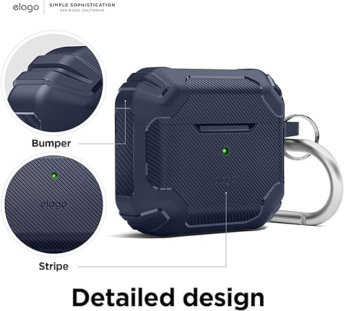 Miniatura 3 de elago Solid Armor - Funda compatible con AirPods de tercera generación, compatible con AirPods 3, diseño de absorción de golpes, TPU duradero, carga