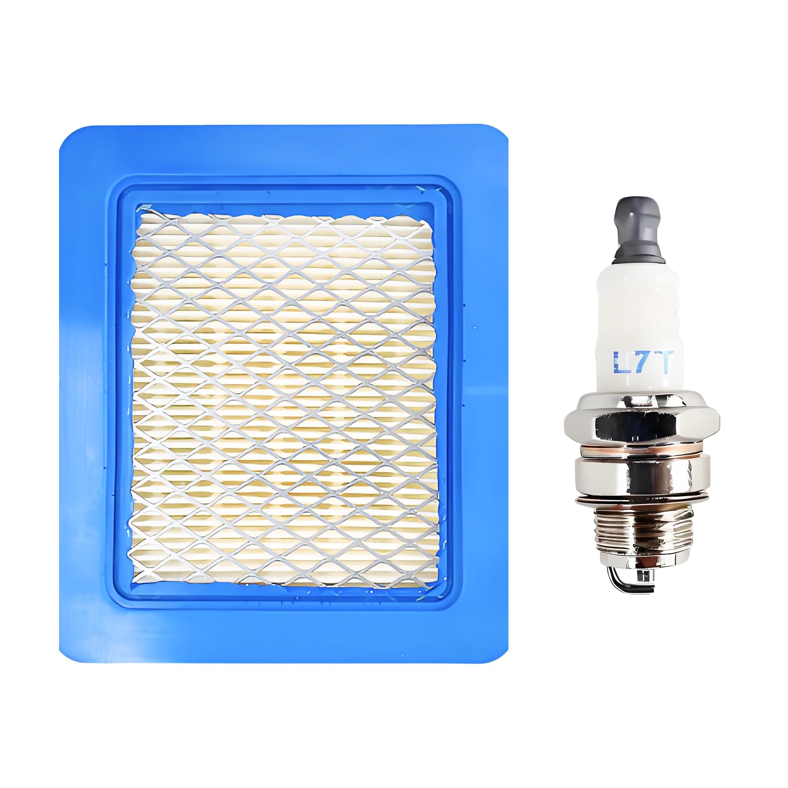 2 Stücke Luftfilter & Zündkerze für Rasenmäher mit Briggs & Stratton Quantum Motor 625 650 675 Ersetzt 491588 399959 491588S Wolf 2058411, Champion RJ19LM / NGK B2LM