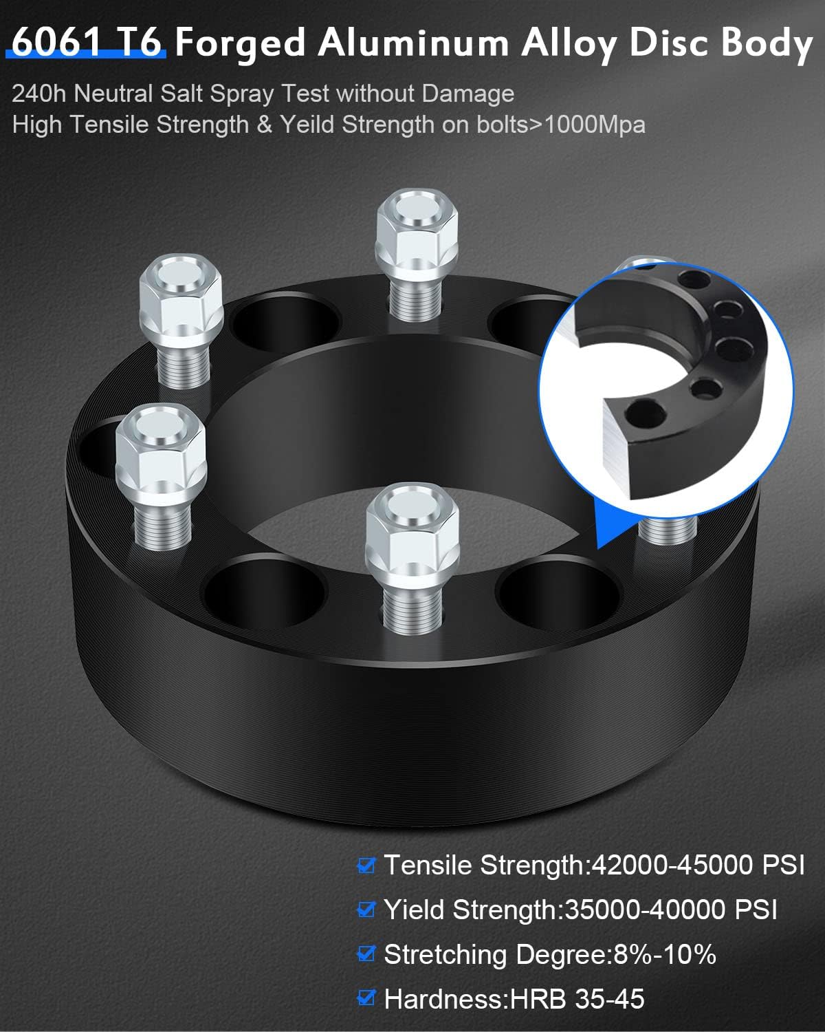 ECCPP 4PCS 2 inch 6 Lug 2" 50mm Wheel Spacers 6x5.5 6x139.7mm 14x1.5 Studs 108mm fit for 1999-2019 for Silverado 1500 for Escalade