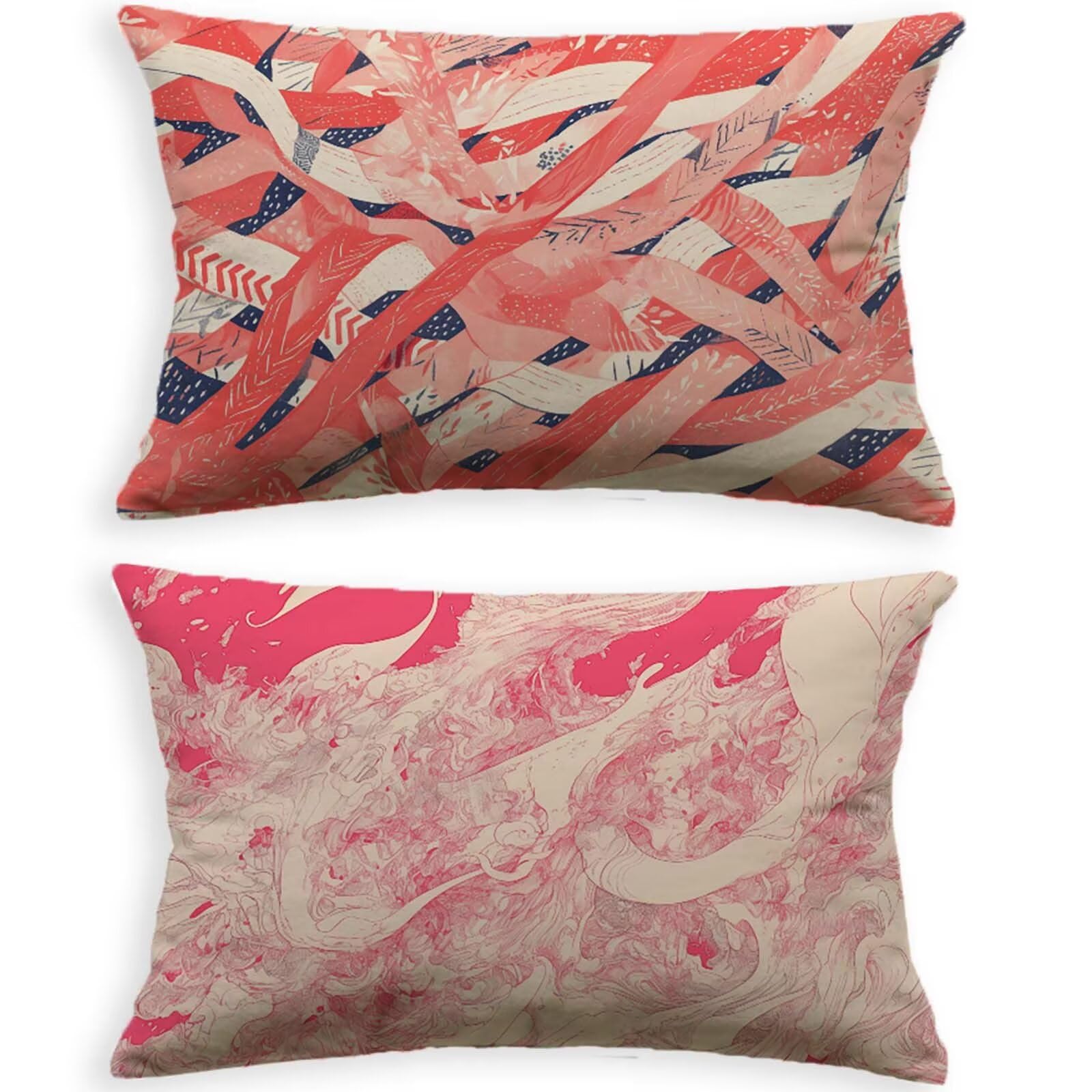 Housses de coussin de jardin 70x90cm motif abstrait pour terrasse et salon