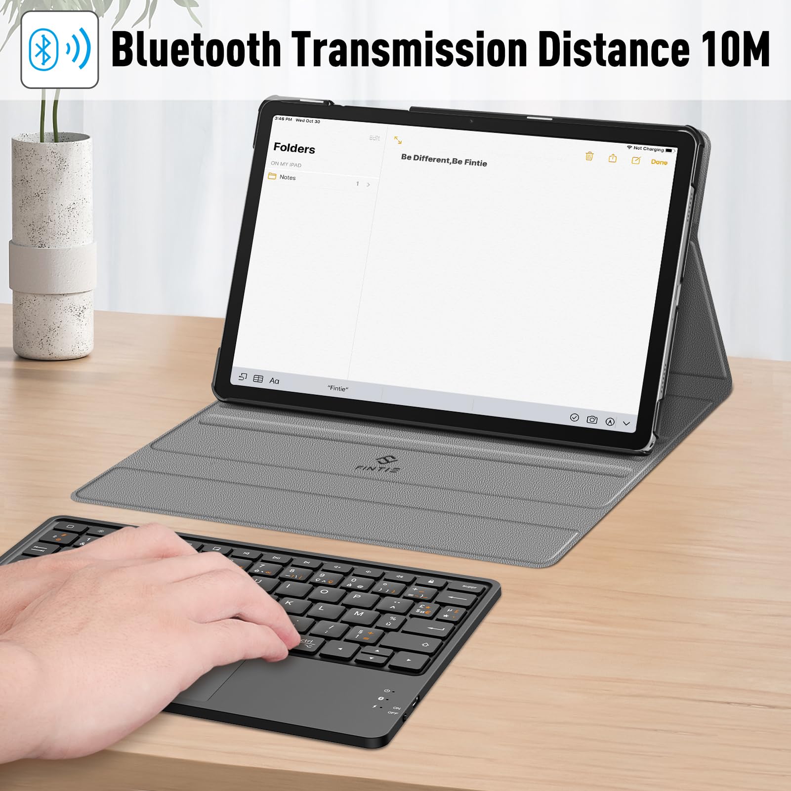 FINTIE Tastiera AZERTY francese per Samsung Galaxy Tab A9 Plus (A9+) 11 pollici 2023, tastiera wireless con touchpad, cover multiposizione, nera