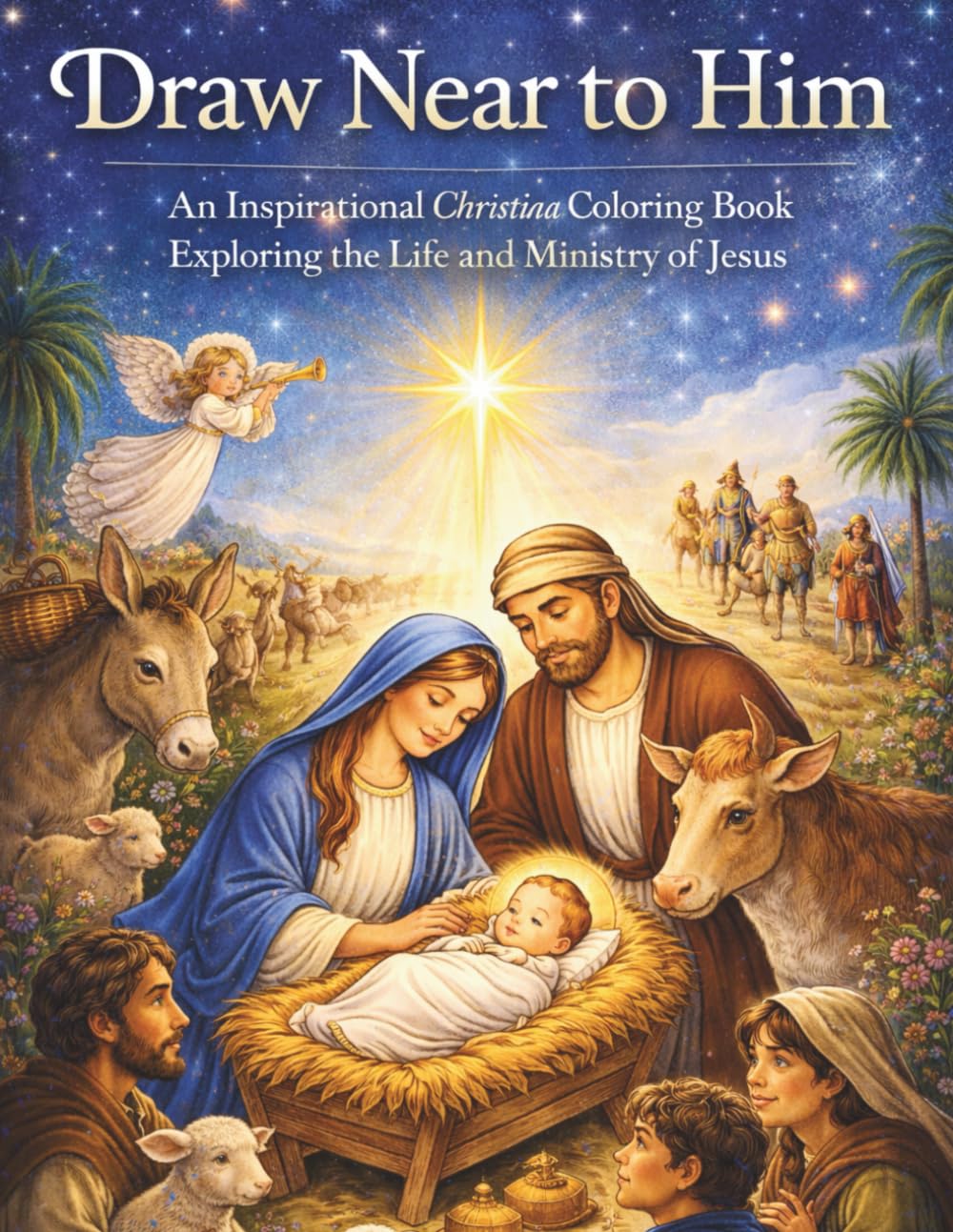 Draw Near to Him: An Inspirational Christian Coloring Book Exploring the Life and Ministry of Jesus