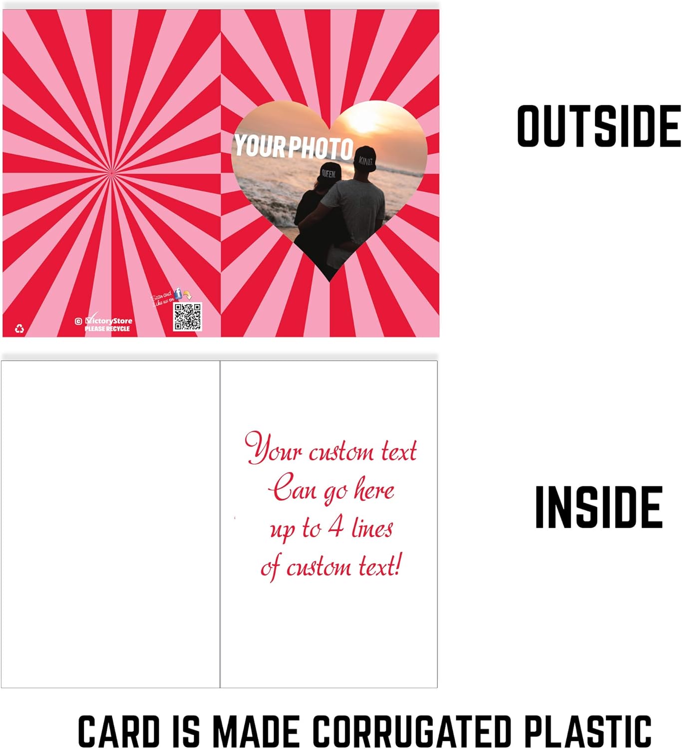 VictoryStore Jumbo 3-Foot Custom Valentines Card Custom Heart Photo, With Personalized Inside Text, 24x36-Inch Card, Includes A Jumbo Envelope