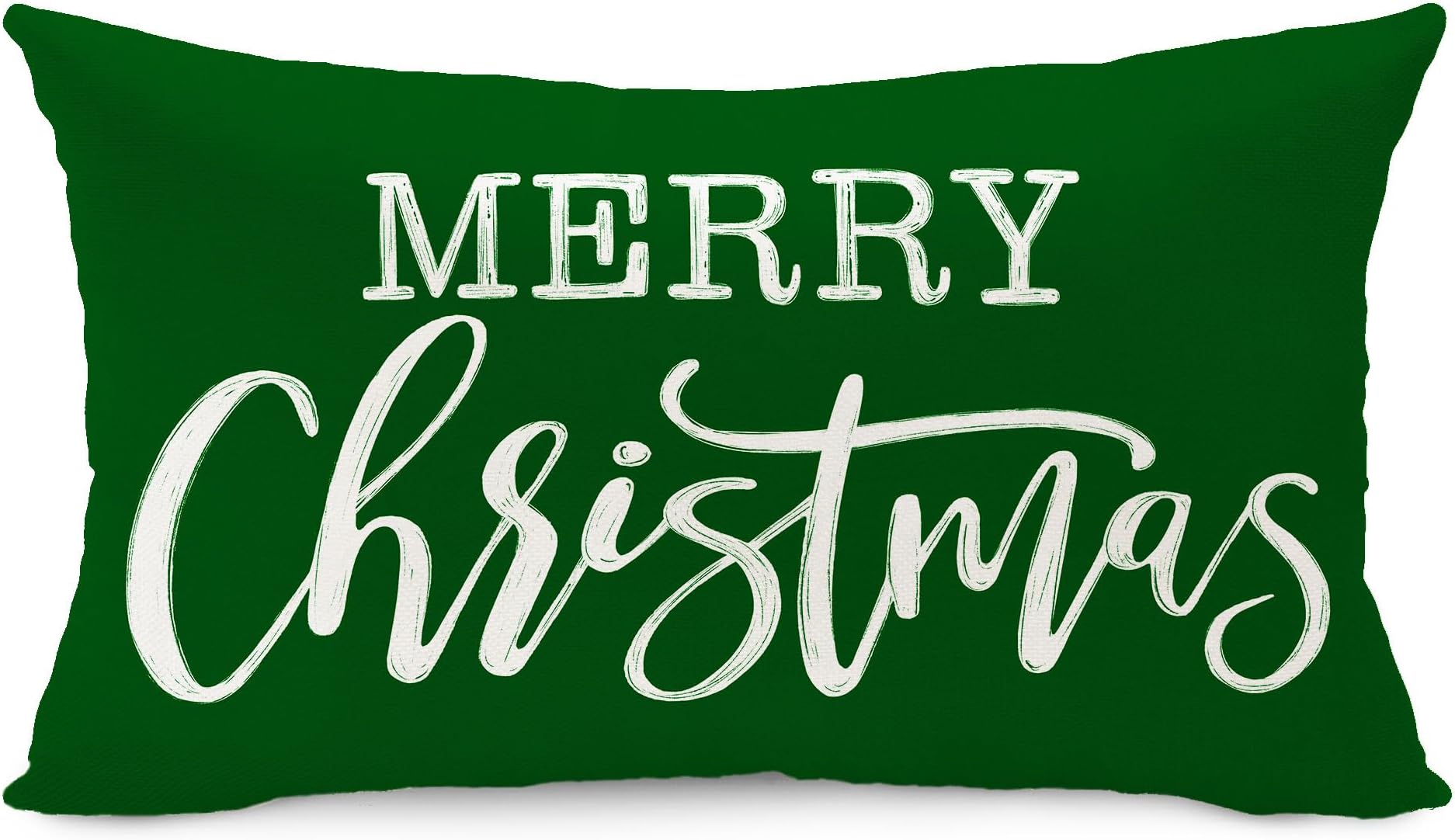 Christmas Pillow Cover 12x20 Merry Christmas Decor Green Throw Lumbar Pillow Cover Decorations Christmas Tree Holiday Decor Case for Home Couch YZT102C12