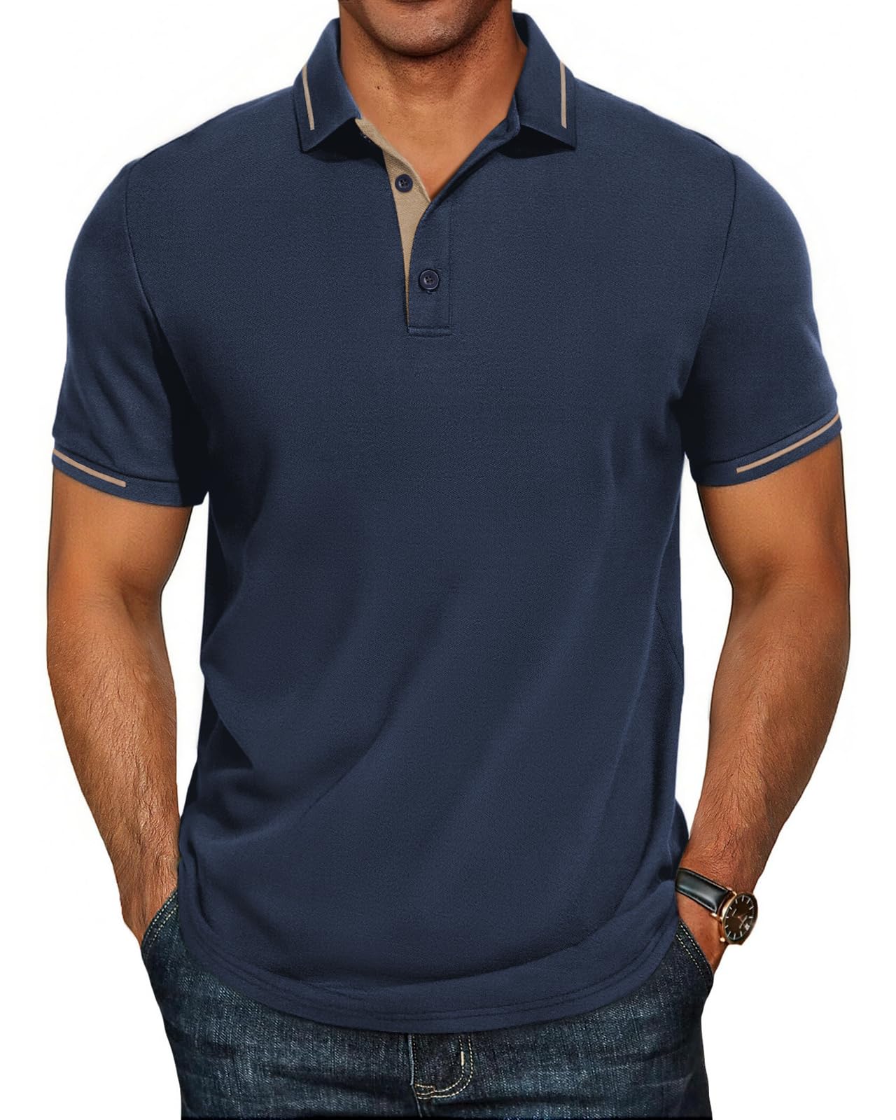 Herren Poloshirts-Business Kurzarm Polo Shirts Sommer Freizeit T-Shirt Klassisches