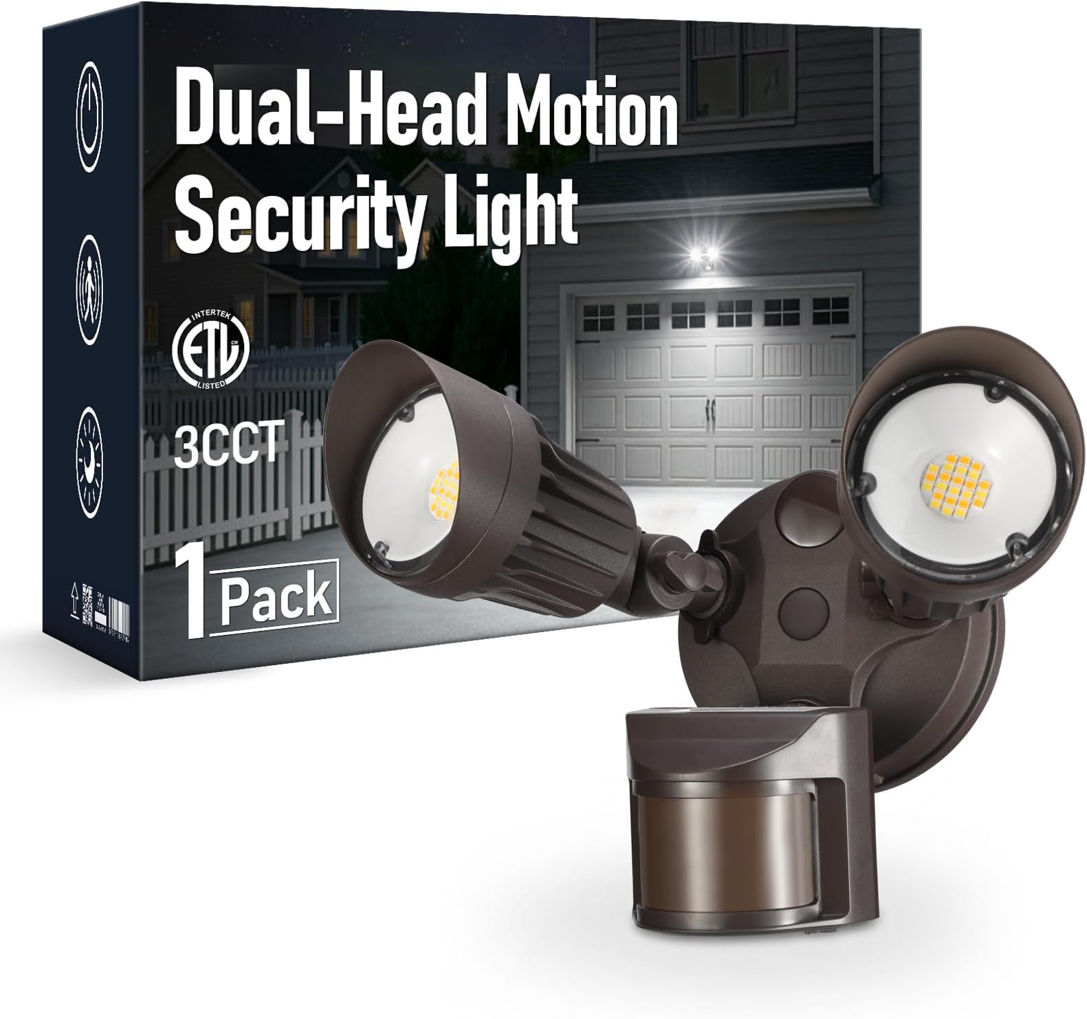 LEONLITE 3CCT Motion Sensor Security Lights Dusk to Dawn IP65 Bronze