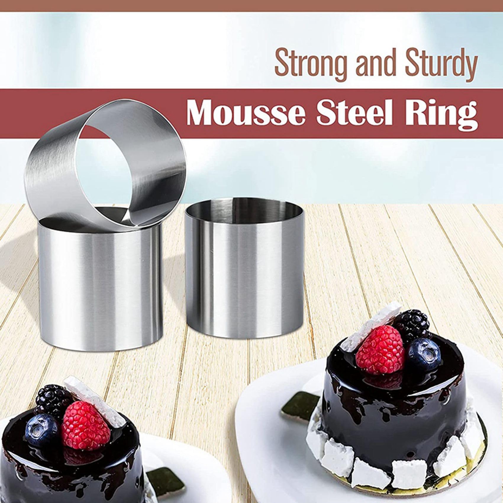 45 Stück Edelstahl Mousse Ringe Runde Keksausstecher Kuchenform Küche Backen Gebäck Werkzeug für Torte, Fondant usw