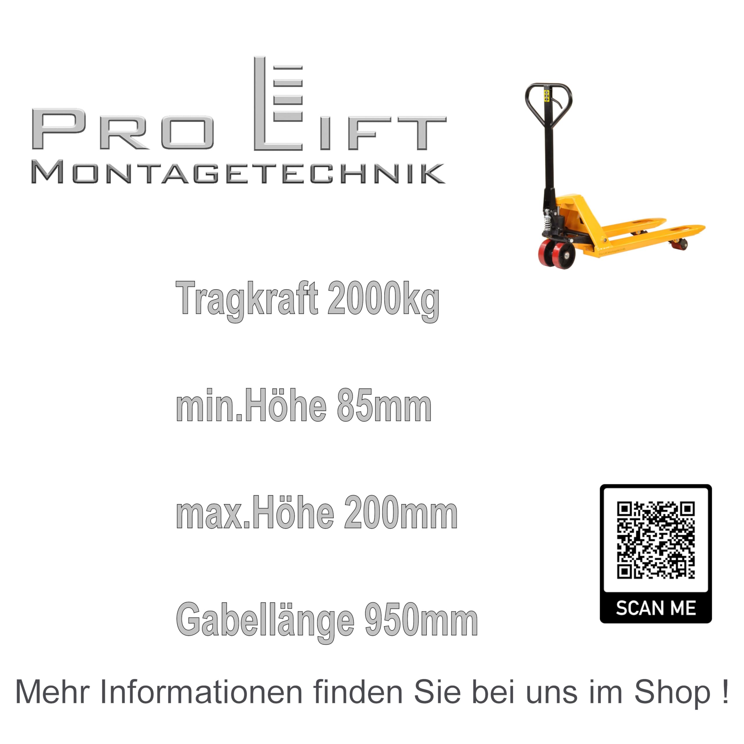 2500kg Kurz-Hubwagen Gabellänge nur 950mm 01540