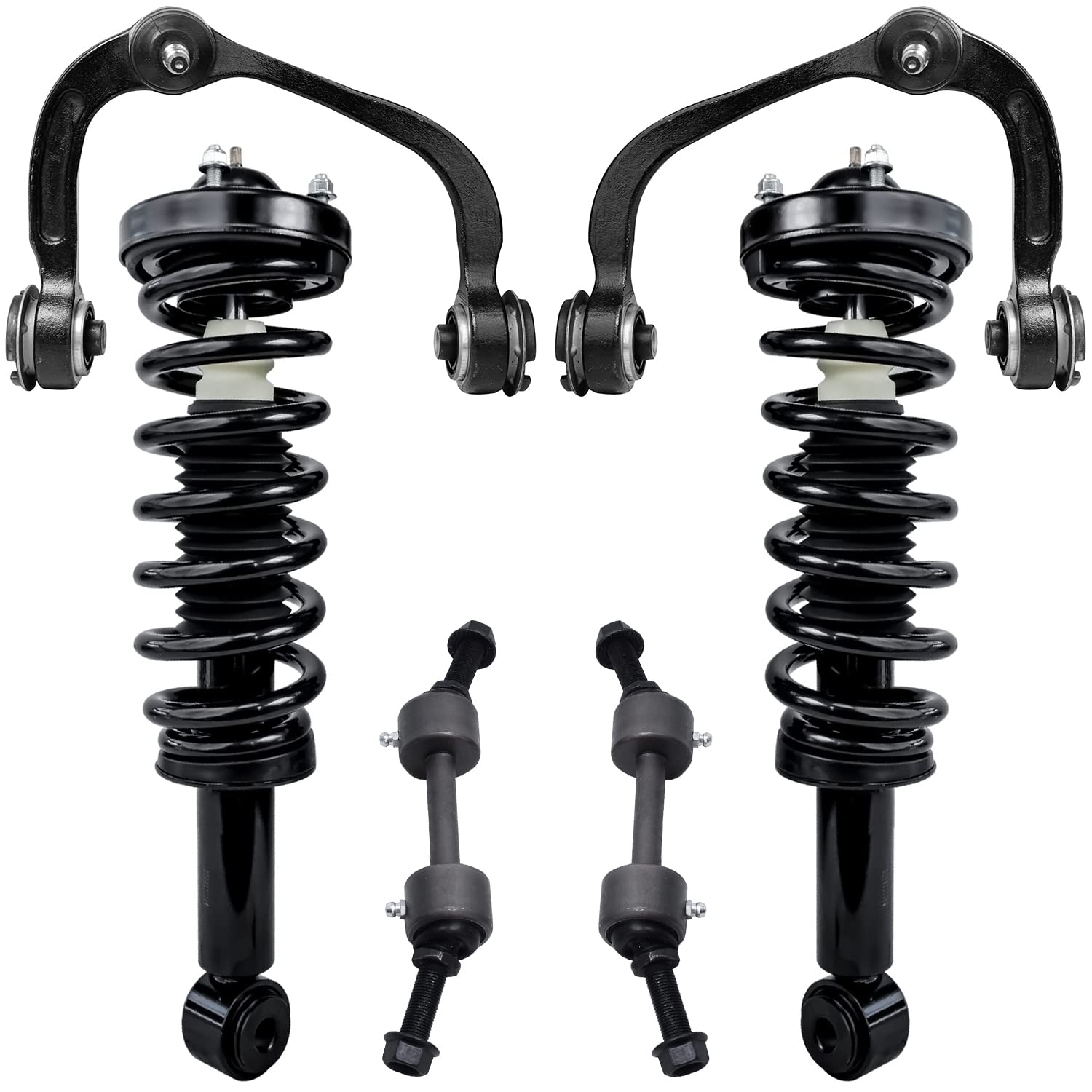 RWD Front End Suspension Kit for 2009-2013 Ford F-150 2 Upper Control Arms w/Ball Joints 2 Ready Struts 2 Stabilizer Sway Bar End Links 2010 2011 2012 Replacement