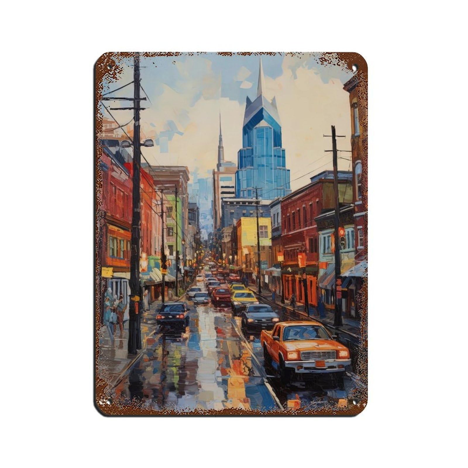 Poster de voyage Nashville de qualité premium, décoration murale en métal vintage