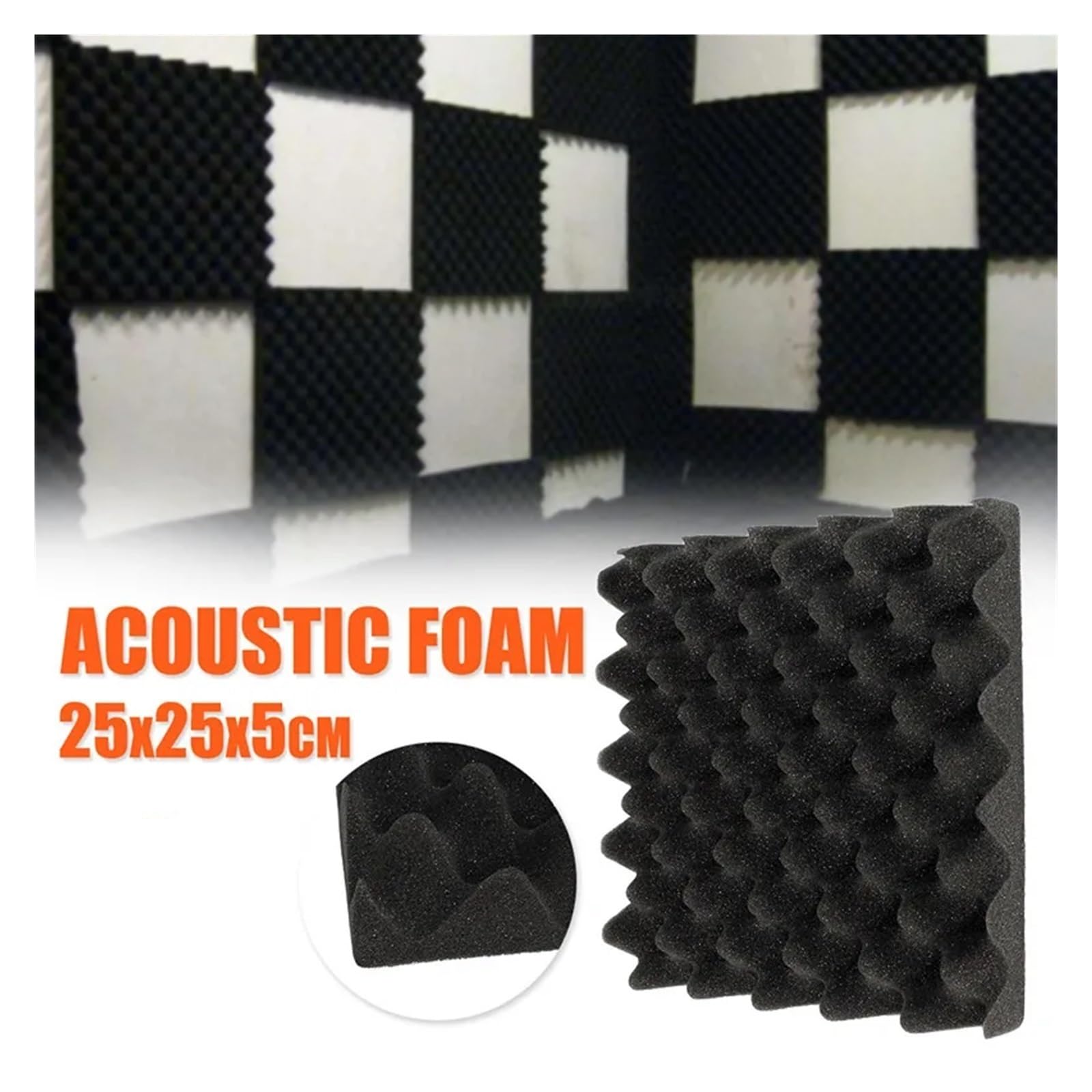 Paneles acústicos para paredes 12pcs Acoustic Foam Panels Sound Absorbing Studio Soundproofing Insulation Absorption Treatment Wall 25x25x5cm