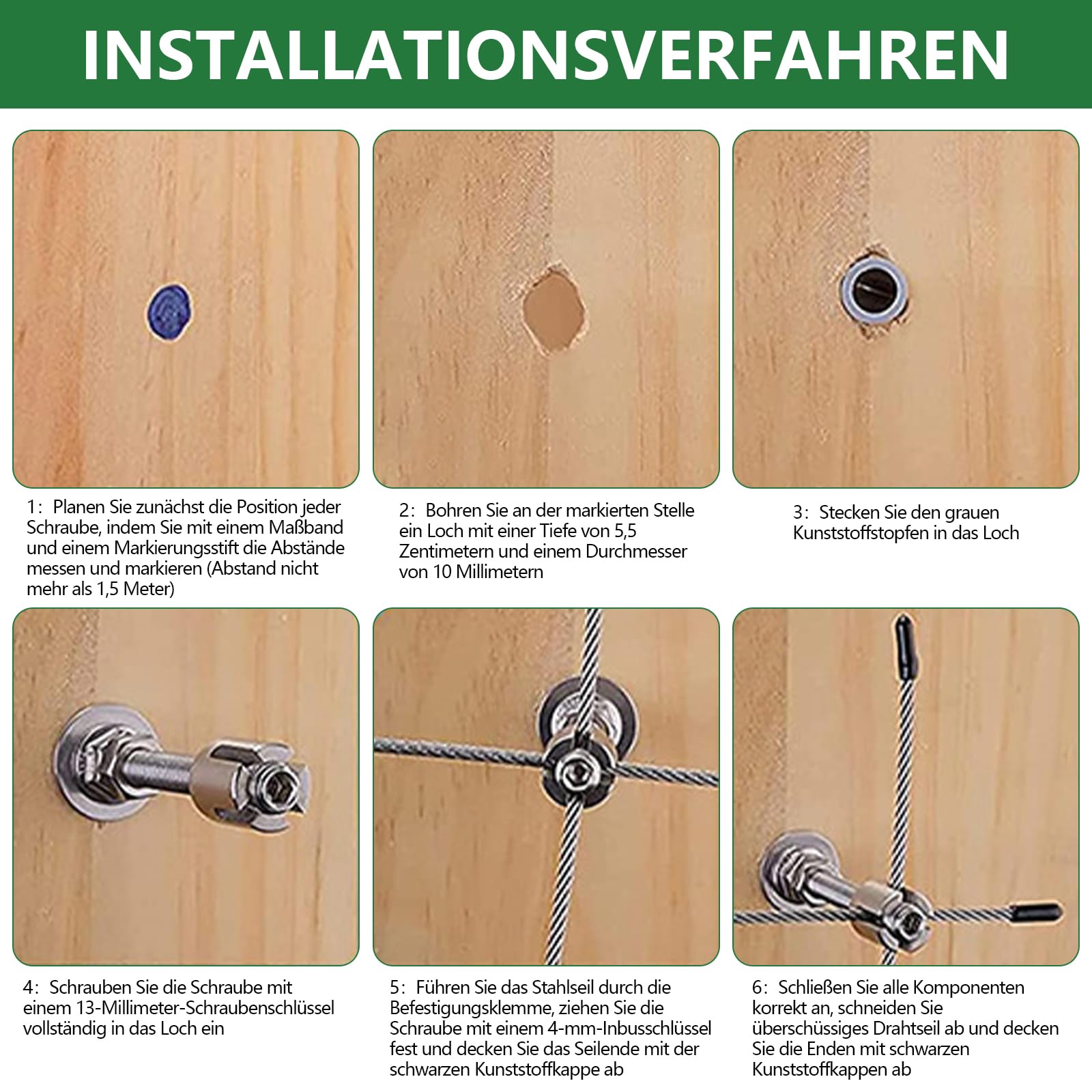 Rankhilfe Metall Edelstahl für Kletterpflanzen, 16m Kletterhilfe Stahlseil | Rankhilfe Wand Pflanzen Set mit 3 mm Durchmesser Seil&10 Halter, Rankgitter Ddelstahl Seilsystem für Garten/Mauer/Beton/Zaun