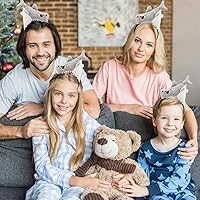 Vista 49 de HODRME - Diadema de orejas y cuernos de animales de felpa, para Halloween, Navidad, festival, fiesta temática de animales, cosplay, o disfraz