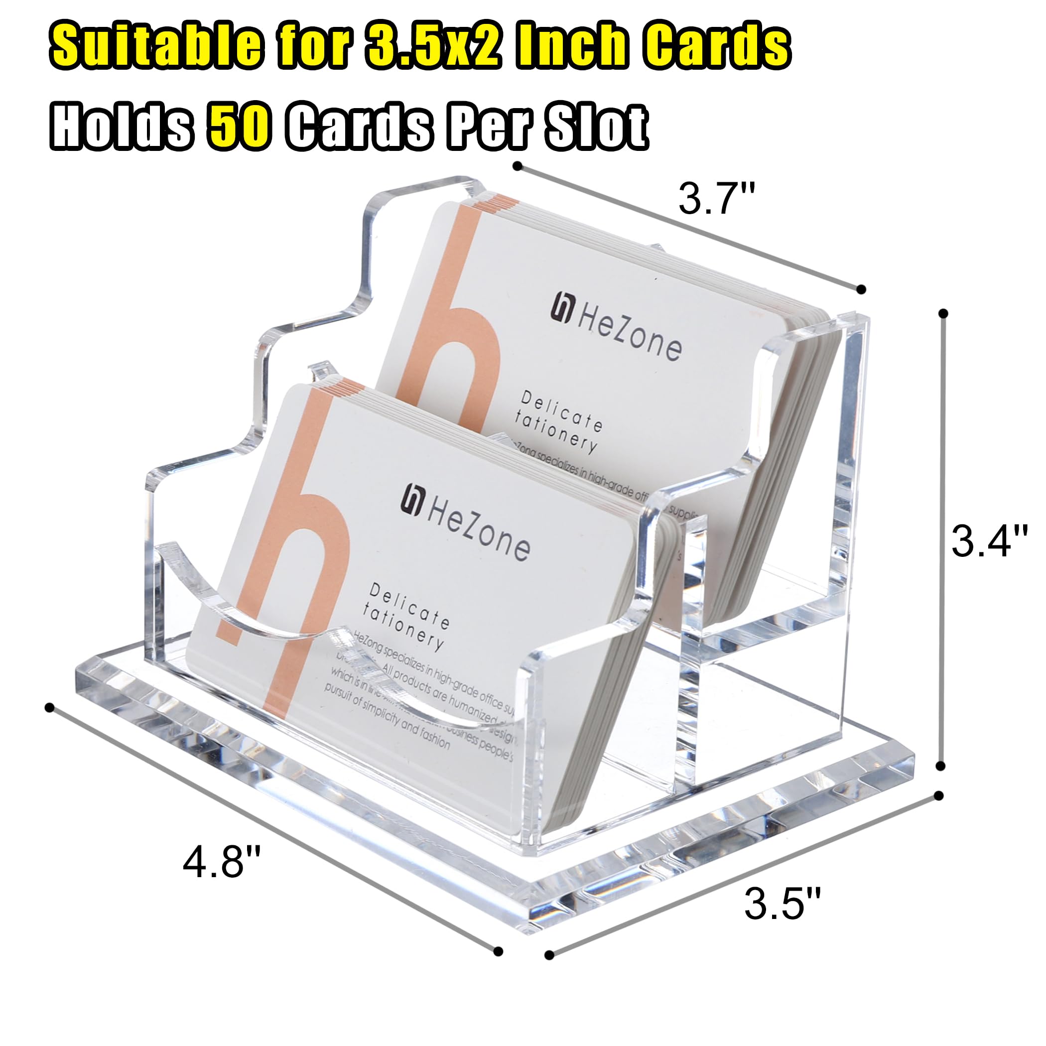 Business Card Holder for Desk 2 Tier 2 Slots, Clear Acrylic Business Card Display Stand for Women and Men, Organize 100 Cards-1 Pack (2 Slots-H) — Amazon image 7