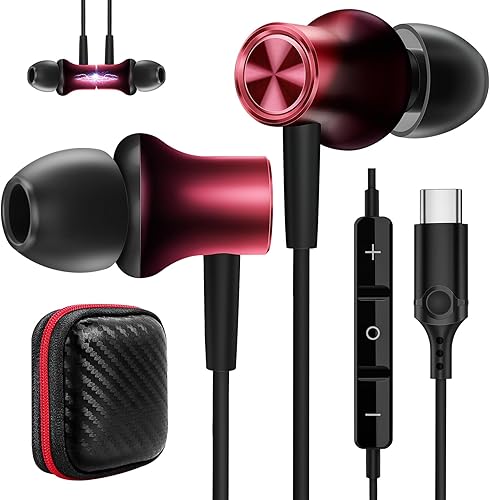 COOYA Auriculares USB C para iPhone 15 Pro Max Plus iPad Mini 6 Galaxy S23 Ultra, auriculares magnéticos tipo C con cable de alta fidelidad con
