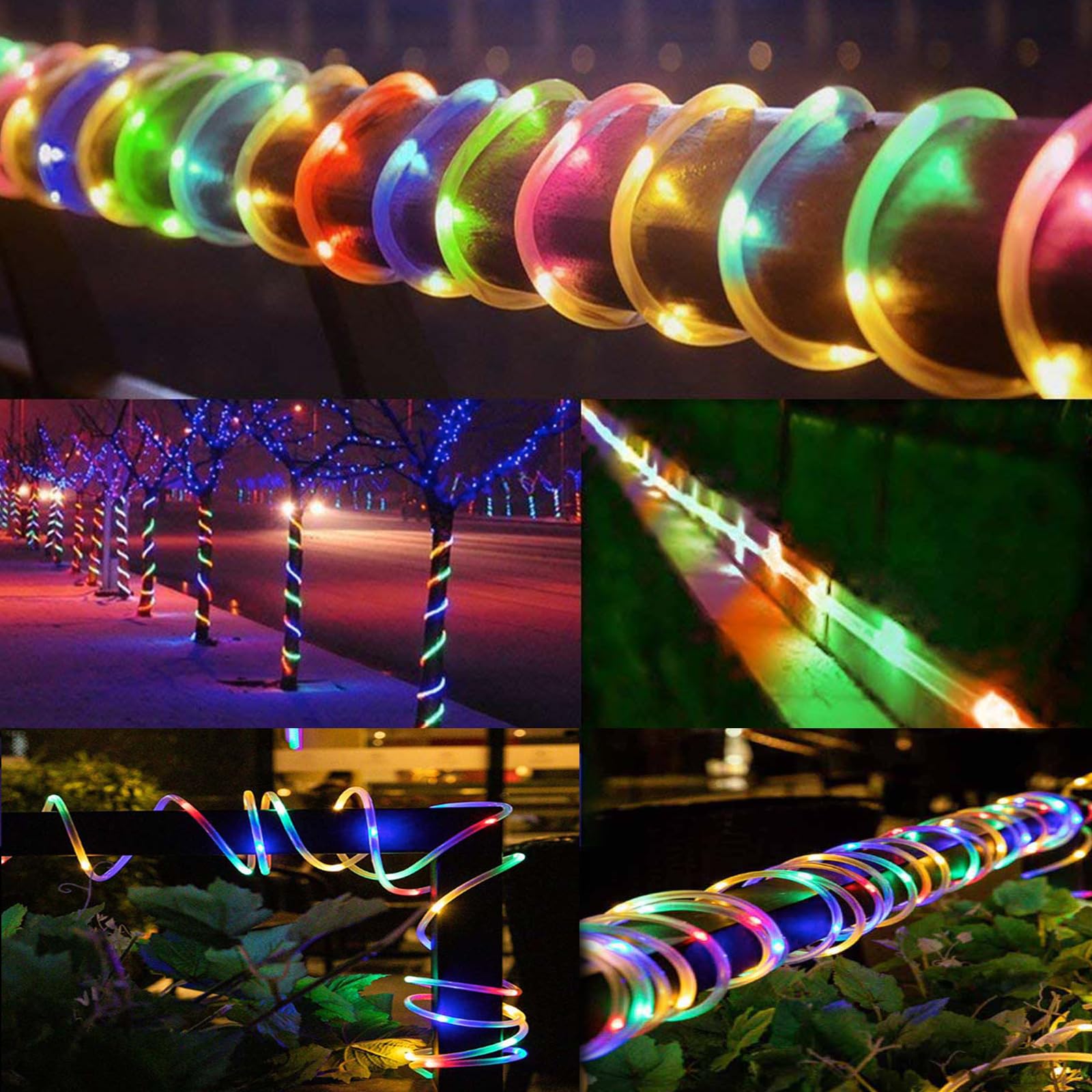 Lot de 2 lampes solaires de jardin, 200 LED, étanches avec 8 modes, corde lumineuse, arbre féérique, guirlande lumineuse pour Noël, terrasse, jardin, arbre de mariage et décoration de vacances