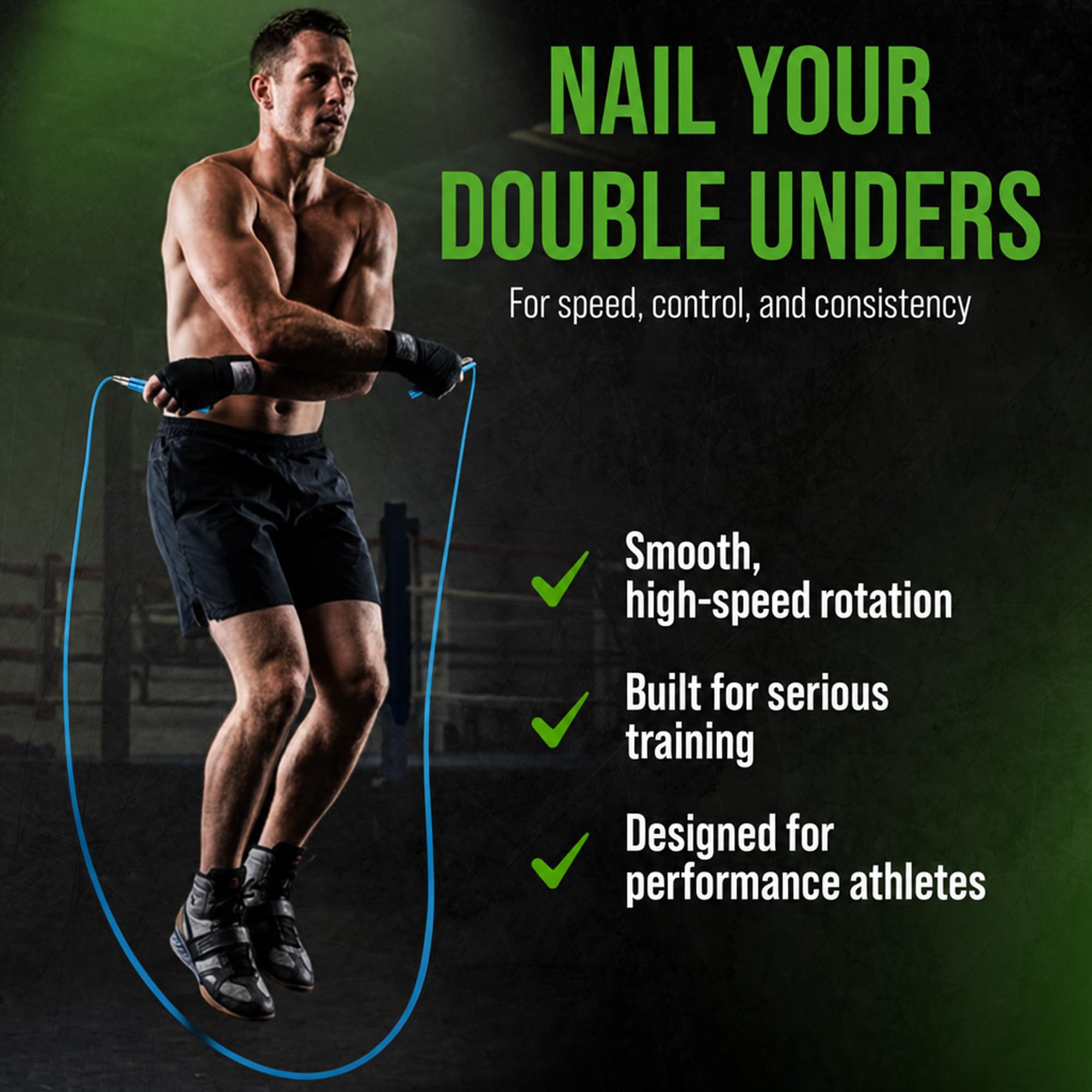 Bear KompleX La cuerda de saltar de velocidad HUMMER es ideal para crossfit, dobles, boxeo, fitness y acondicionamiento. Cable ligero y mango de aluminio fácilmente ajustable que te permiten dominar