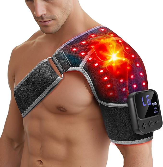 RELEXNOW Portable Shoulder Red Light Therapy Wrap with Massage