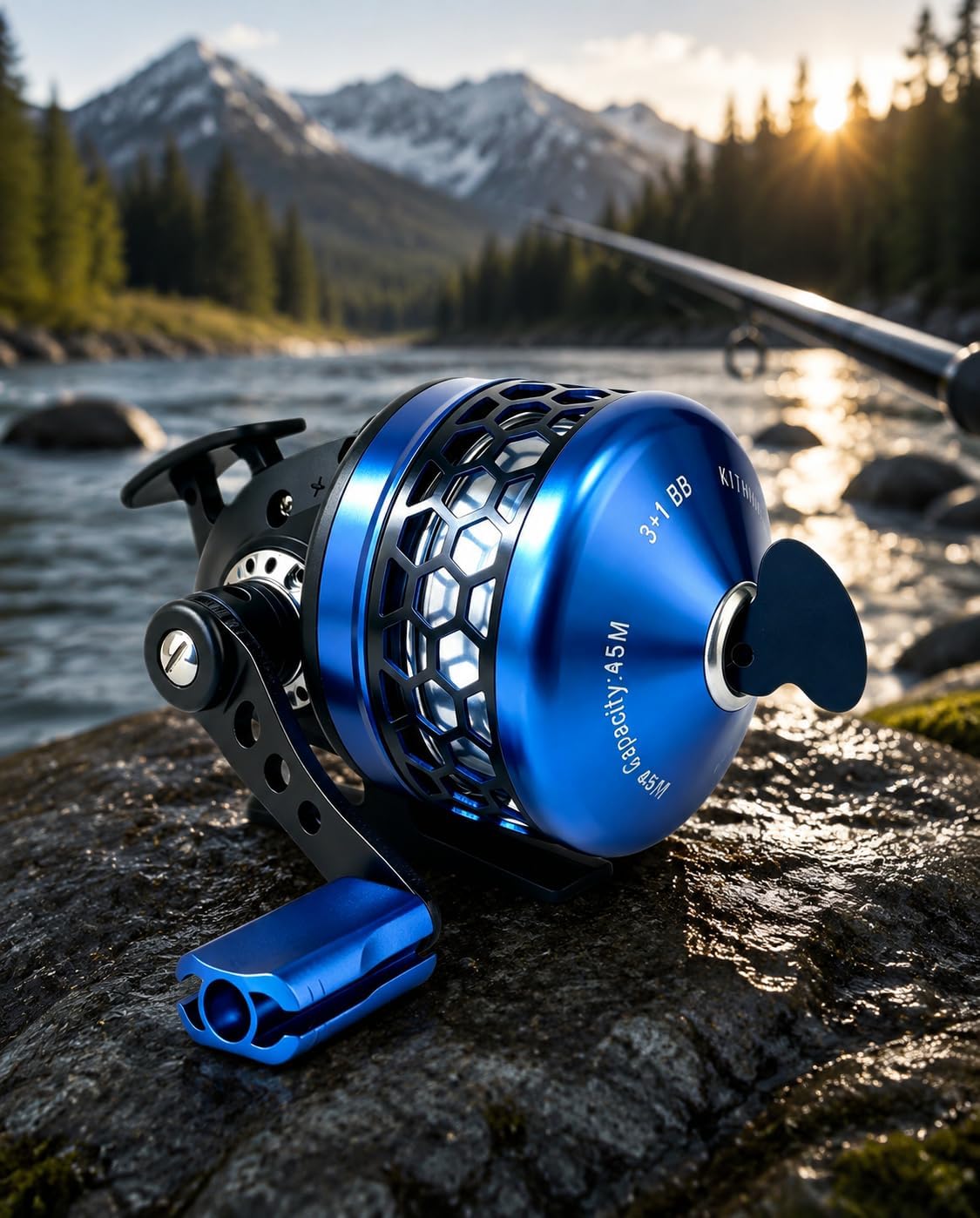 Spincast Fishing Reel, 3.9:1 Gear Ratio, Pre-Spooled, Left/Right Hand Reversible, Aluminum, Black, for Freshwater Trout, Catfish and Bass