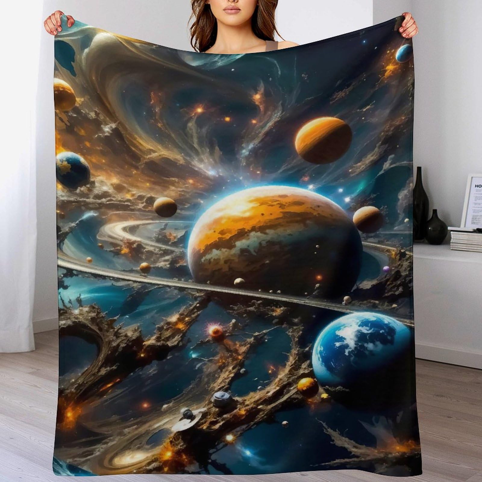 Couverture polaire flannel ciel étoilé 130x150cm pour lit et canapé