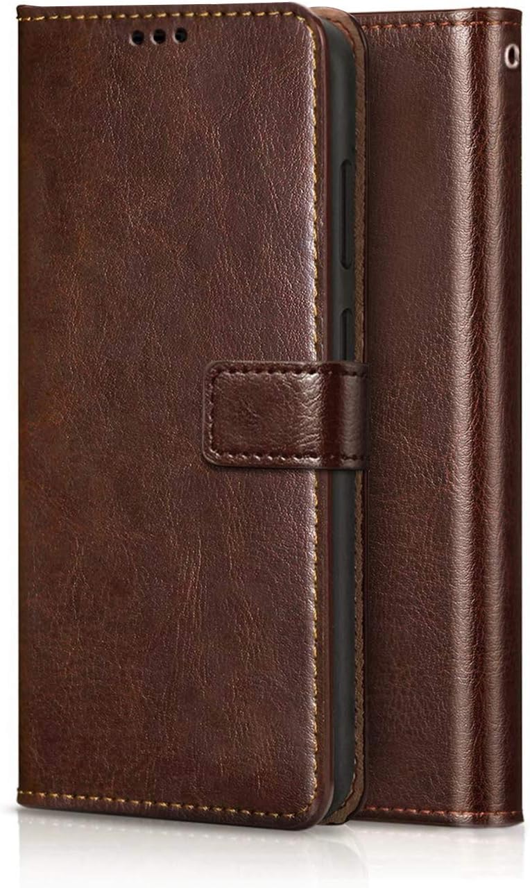 BRACADE Leather Flip Cover Magnetic Push Closure Card Slots Pocket Compatible for Redmi Note 11 Pro Maxx Brown