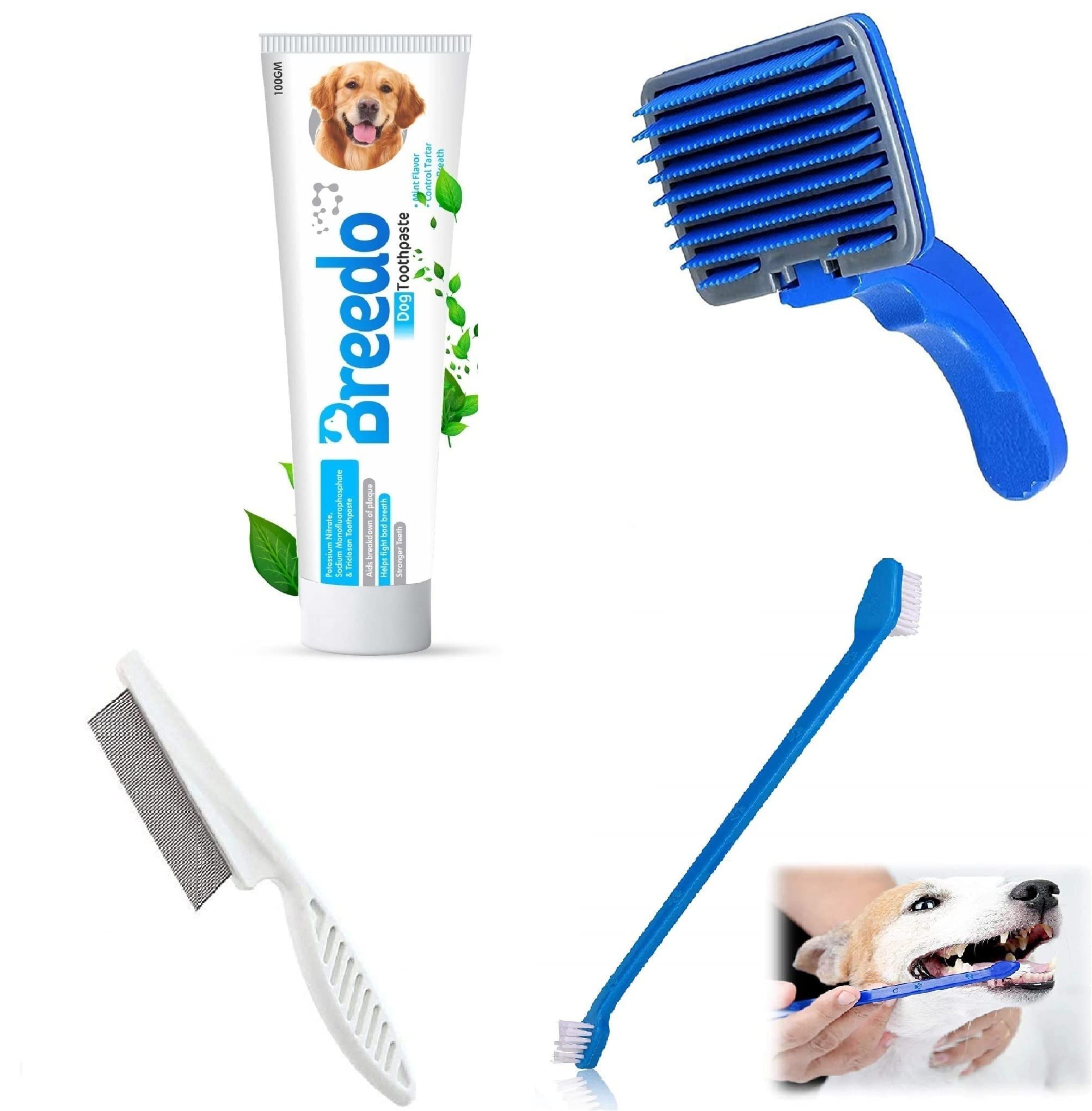 Breedo All Age Groups(Combo Of 4) Toothpaste+Fleacomb+Slicker+Teeth Manual Brush For All Breed Dogs Combo Kit For Dog|Cat|Monkey|Rabbit|Hamster|Pet Comb|Toothpaste|DogTeethbrush,1 count,Multicolor (B0BYZL8XJL) Amazon Price History, Amazon Price Tracker
