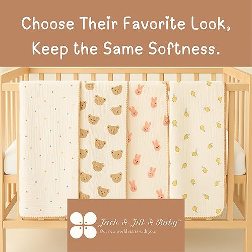 Miniatura 6 de Jack & Jill & Baby Manta de muselina de 4 capas, 100% algodón, suave, transpirable, 43 x 43 pulgadas, ligera, multiuso, ideal para envolver,