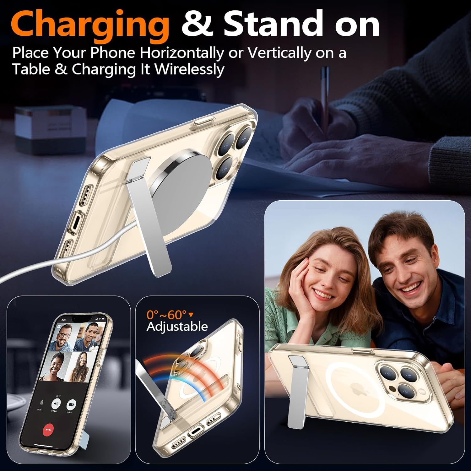 xiwxi for iPhone 14 Pro Max Case with Kickstand,[Compatible with Magsafe][1*Screen Protector],Military-Grade Protection & Anti-Yellowing,Magnetic Phone Case for iPhone 14 Pro Max,Clear - Image 3