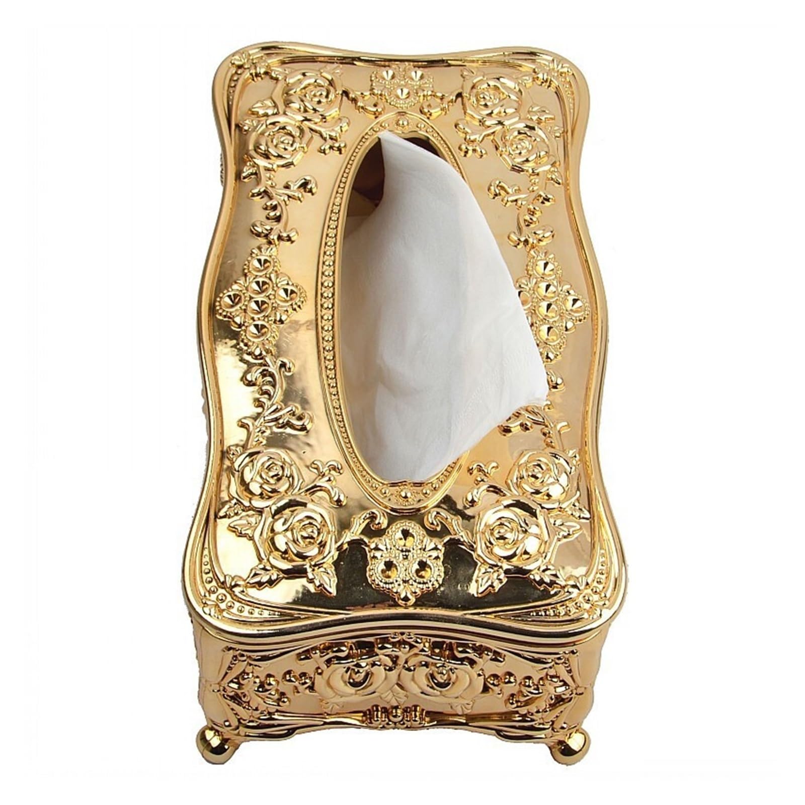 Kosmetiktücher Box Taschentuchbox Desktop-Taschentuchbox, Wohnzimmer Esszimmer Desktop kreative Papierschublade, Gold Silber minimalistische Taschentuchbox für Büro/Zuhause(Gold)