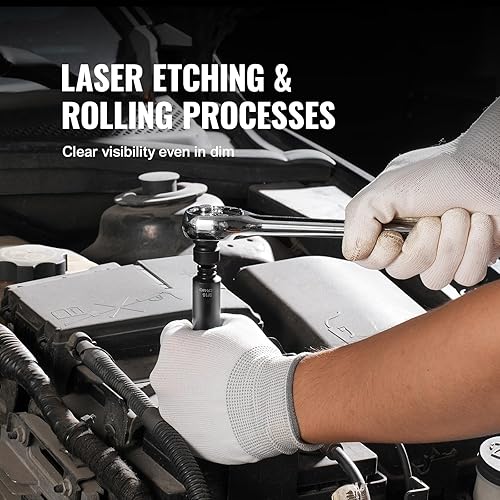 Vista 107 de VEVOR Juego de llaves de impacto, 19 piezas x 1/2 pulgadas métricas de 3/8-1-1/2 pulgadas, 6 puntos de zócalo profundo de 6 puntos, construcción