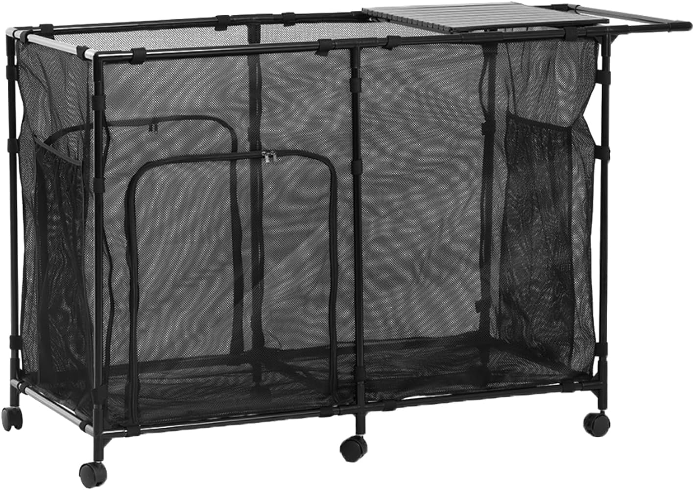 270Gal Pool Storage Organizer with Tabletop,Towel Bar,Zipper Doors,360° Rotating Wheels,Weather-Resistant,Easy Assembly,for Indoor Outdoor,Pool,Patio,Beach (L Size)