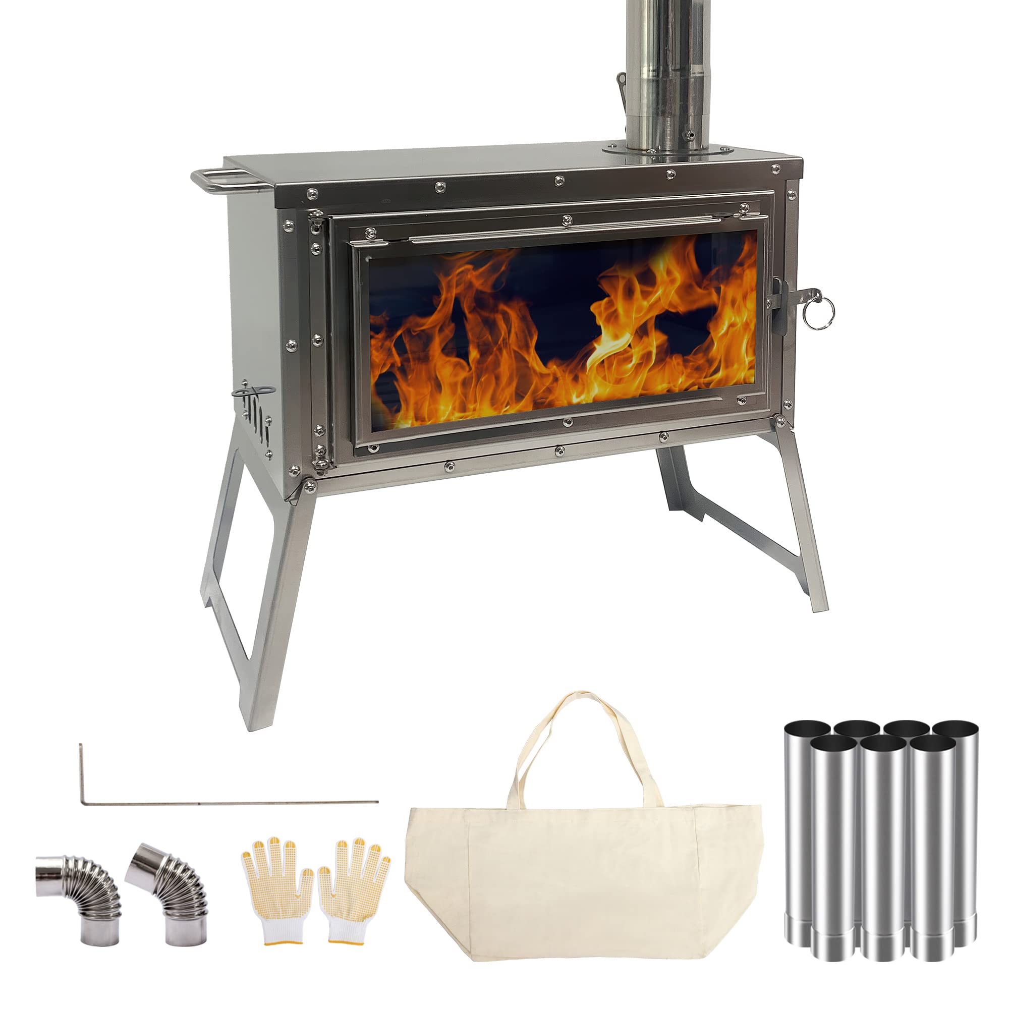 Grepatio Camping Tent Stove Portable Wood Burning Stove for Winter, Outdoor  Camping Stove with Chimney Pipeor for Tent, Shelter, Heating, Cooking, Ice  Fishing : Amazon.co.uk: Sports u0026 Outdoors