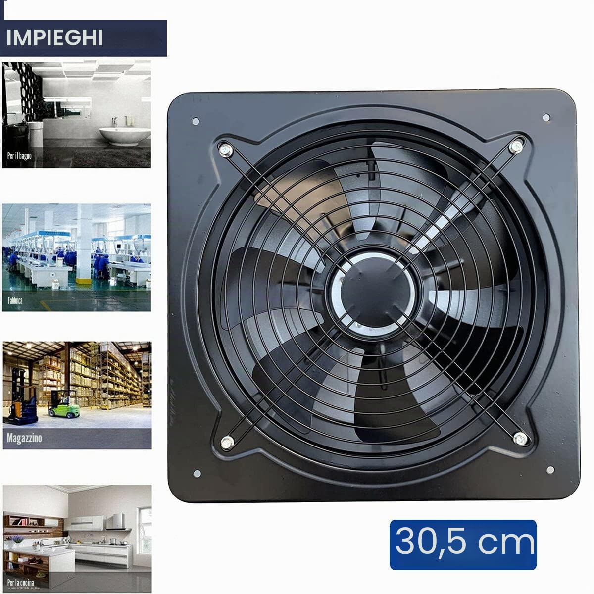 Ventola Aspirazione da 300 mm, Estrattore Aria Ventola per Termosifoni Booster Ventilazione e Scappamento, Parete Termosifone Aspiratore per Cucina Bagno Tenda da Crescita Uso Domestico