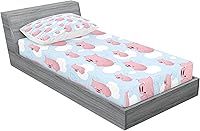 Vista 293 de Lunarable Grey Fitted Sheet & Pillow Sham Set, Pattern with Random Footprints Paw Traces Pet Legs Friendly Cats and Dogs, Decorative Printed 3 Piece