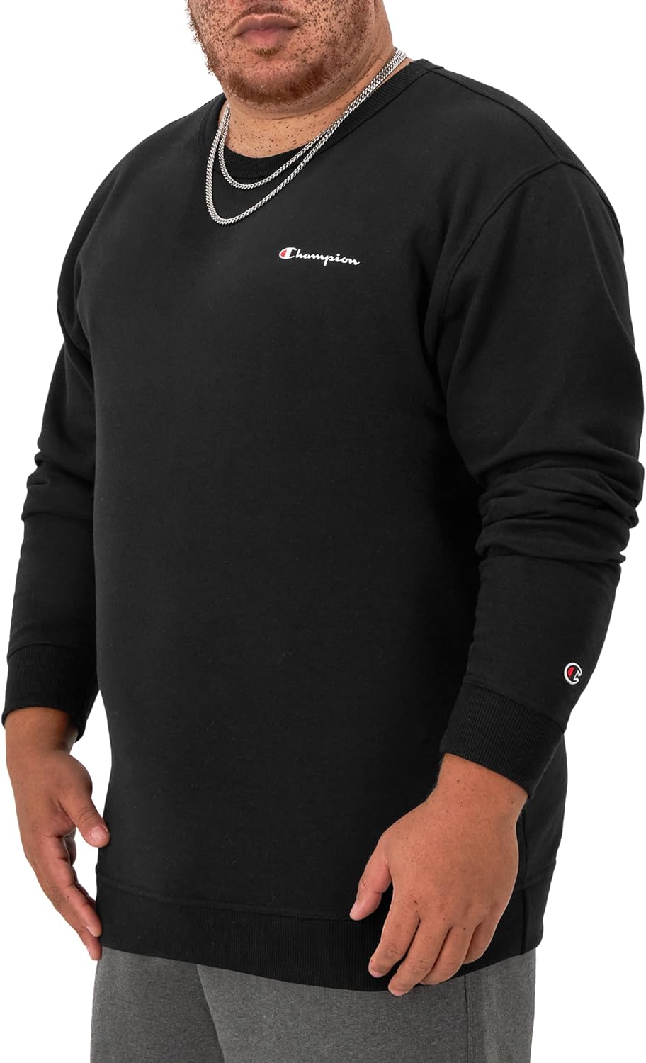 Champion Men's Crewneck Fleece Sweatshirt, Standard Fit, Midweight, Script Logo, Available in Regular and Big & Tall