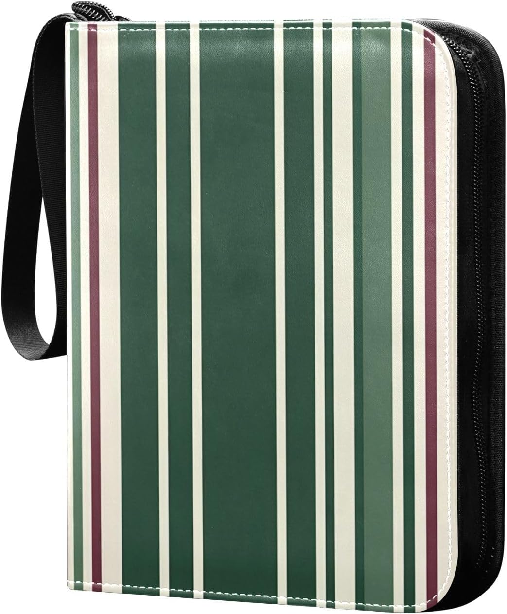 Card Collector Album with Zipper, Collectible Trading Card Albums with 50 Removable Sleeves, 400Pockets Card Collection Binder, Portable Collectible Card Albums (Green Stripes)