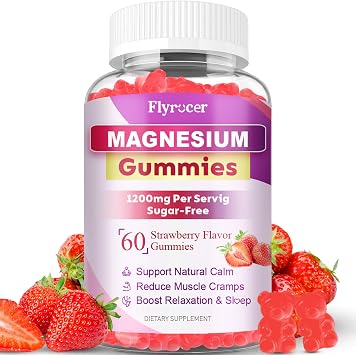 Magnesium Gummies - Sugar Free Magnesium Gummies for Women, Men & Kids, Support Relaxation, Natural Calm, Slep, Energy, Strawberry Flavor, 60 Count